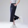 Falda Larga Casual Deportiva de Fibra de Amoníaco de Cobre con Capa de Aire para Mujer, Falda Sudadera Delgada de Verano con Abertura, Falda Lápiz de Corte A