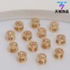 Oro de 14K envuelto que conserva el color, accesorios de cuentas redondas huecas de doble cara de la suerte, cuentas sueltas para bricolaje, pulsera de cuentas de la suerte con cuerda trenzada