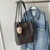 Bolso Cubo de Lona Gran Capacidad Estilo Ins para Mujer Artístico Versátil Bolso de Hombro o Axila Bolso de Ocio para Estudiantes
