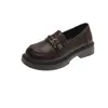 Mocasines de plataforma estilo británico para mujer, nueva colección primavera 2026, zapatos de cuero negro, zapatos slip-on versátiles y casuales