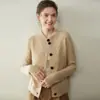 26 Nueva Colección Otoño/Invierno: Cárdigan de punto trenzado para mujer, de hilo doble, cachemir grueso, cuello alto, manga larga versátil, de un solo botón