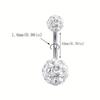 Set de 5 Piezas de Anillos para Ombligo con Perlas, Bola Completa de Diamante, Anillo para Ombligo con Diamante Incrustado de Girasol, Anillo para Ombligo de Circonia Redonda, Joyería Transfronteriza