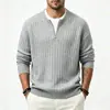 Comercio Exterior 2026 Otoño e Invierno Nuevo Estilo Europeo y Americano Suéter de Punto con Cremallera y Rayas Verticales para Hombre Suéter Casual para Hombre