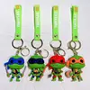Llavero Transfronterizo Nuevo de las Tortugas Ninja Adolescentes Muñeco de Pegamento de Dibujos Animados Colgante para Coche Llavero para Mochila Pequeño Regalo