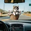 Cachorro Husky Filhote Pequeno para Presente 2D Joia 2D Cesta Criativa Decoração para Pendurar Pingente para Retrovisor de Carro Decoração de Árvore de Natal