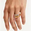 Anillos Cruzados de Acero Titanio con Bloques de Color, Joyería que No se Desvanece, Anillos de Lujo Ligero de Gama Alta, Anillos de Acero Inoxidable Accesorios Europeos y Americanos