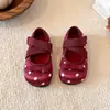 Zapatos Mary Jane de Cuero para Niñas 2026 Primavera y Otoño Nuevo Estilo Coreano Zapatos de Princesa de Suela Suave para Niñas con Tiras Elásticas Cruzadas Caladas