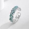 Anillo de Diseño Irregular con Textura ins, Anillo para Dedo Índice de Esmalte Azul y Verde de Lujo Ligero