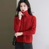 26 Suéter de Tricô para Mães, Novo Cardigã de Tricô Trançado Outono/Inverno para Mulheres, Caimento Solto, Gola Reversível, Manga Longa, Jaqueta com Zíper