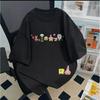 Camiseta de Algodón de Manga Corta para Niñas con Estampado de Dibujos Animados Cuello Redondo Casual Tops Sueltos de Verano Ropa de Niños Tendencia