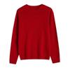 [Hengjia Det] Top Camiseta de Lã de Gola Redonda Sem Costura para Mulheres 25 Outono e Inverno com Tricô de Manga Comprida