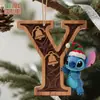 Venta Caliente Transfronteriza 26 Letras Punto Adorno de Árbol de Navidad con Cuerda Decoraciones de Madera Estilo Festivo Plano 2D