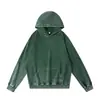 Sudadera con capucha lavada estilo americano al por mayor de Amazon 320g otoño e invierno hilo doble algodón puro lavada desgastada sudadera pullover con capucha