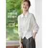 Camisa de Estilo Casual con Cuello Polo Negro de Manga Larga Otoño Nueva para el Trabajo Cintura Delgado Aspecto Camisa Popular de Este Año