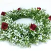 1 Pieza La puerta principal está decorada con anillos de boj artificiales con rosas, todos anillos de flores de granja verdes, combinados con pequeñas rosas. Las paredes exteriores e interiores están decoradas con anillos de flores artificiales de estilo rústico durante todo el año.. Las decoraciones para bodas familiares, días festivos, primavera, verano, otoño e invierno son realistas y duraderas.