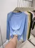 Camiseta de Seda de Hielo con Protección Solar para Mujer, Camisa Suelta de Verano para Aire Acondicionado, Top de Manga Larga con Cuello Redondo, Cubre-todo de Malla Fina Transpirable para Protección Solar