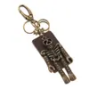 Fábrica punk directa llavero vintage de piel de vaca para hombre colgante decorativo de calavera grande joyería de cuero genuino venta al por mayor