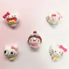 Acessórios de resina de gato branco de desenho animado, decorações de cola cremosa DIY feitas à mão, presilhas de cabelo, capas de celular e elásticos de cabelo