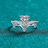 Novo Anel Deyi S925 Prata Esterlina Moissanita Feminino Amor V Anel Feminino Elegante Alto Padrão Presente de Dia dos Namorados