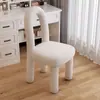 Fabricante Personalizado Estilo Simples Banqueta de Lã de Cordeiro Cor Creme para Quarto de Casa Cadeira de Maquiagem com Encosto Estilo de Cadeira Moderna Cadeira de Jantar