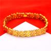 Pulsera de latón chapada en oro rosa para mujer al por mayor, pulsera sencilla de oro arenado con flor, pulsera sencilla de flor de melocotón para la mano