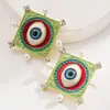 Nuevos Pendientes Retro de Diseño Ojos de Diablo Geométricos Clavos para Oreja de Oro Antiguo Pendientes de Plata de Moda con Cierre de Mariposa