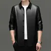 Jaqueta de Couro para Homens do Fabricante Haining, Jaqueta Quente de Outono e Inverno com Lã, Caimento Solto para Homens de Meia-Idade, Roupa Externa Casual para Pais, Roupa Masculina Grande