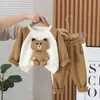 Ropa de Primavera y Otoño para Niños 2024 Oso de Peluche Combinación de Colores Bebé Dibujos Animados Conjunto de Dos Piezas Ropa para Niños Ropa para Bebés Fabricante Venta al por Mayor