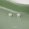 Brincos de Flor Estilo Floresta para Mulheres, Prata Pura S999, Versão Coreana, Versátil, Fresco e Simples, Brincos de Flor de Ameixa em Prata Pura, Atacado