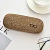 Estuche simple de lino para gafas para hombres y mujeres, estuche para gafas de miopía, estuche para gafas de sol, caja de almacenamiento para gafas, estuche de gafas vintage