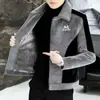 Jaqueta Cardigan Masculina de Lã de Cordeiro e Fleece Espessado Quente Nova Outono/Inverno 2024, Item Popular de Comércio Exterior