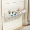 Zapatero de baño, montado en la pared, no requiere taladro, estante de almacenamiento ahorrador de espacio para pantuflas y artículos varios en el baño