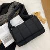 Nova Bolsa Transversal de Algodão com Enchimento Outono/Inverno 2025 para Mulheres, Mochila Mensageira Acolchoada Fashionável de Grande Capacidade, Bolsa de Ombro para Estudantes, Tendência