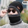 Gorro de invierno para hombre, de cachemira gruesa, cálido, con cuello de lana integrado, gorro de punto con orejeras para mujer, transfronterizo
