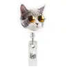 Chaveiro Cordão de Enfermagem Acrílico Crachá de Identificação de Médico Giratório Retrátil Fácil de Usar Gato Emoji Rolo