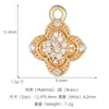 Pingente de trevo da sorte vintage com zircônia cravejada em micro banhado a ouro 14K, pingente pequeno totalmente cravejado, acessórios para pulseira, colar, brinco DIY
