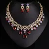 Conjunto de colar e brincos europeu e americano de alta resistência, coleção de verão, design de alta qualidade, colar e brincos de zircônia cúbica em formato de gota, joias