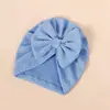 Gorro de punto para bebé estilo europeo y americano con tejido de crepé tridimensional, alta elasticidad, lazo grande, turbante para bebé, gorro a prueba de viento para salidas de bebé