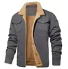 [En Stock para Entrega Rápida] Chaqueta de Hombre Otoño e Invierno Transfronteriza con Forro Polar Algodón Ropa de Trabajo Chaqueta Casual Chaqueta de Hombre Negra