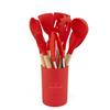 Conjunto de Utensílios de Cozinha de Silicone Transfronteiriço com 12 Peças, Conjunto de Espátula e Colher de Cozinha Resistentes a Altas Temperaturas com Balde, Espátula para Panela, Concha de Sopa, Escumadeira e Pegador