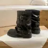 Botines cortos retro para mujer, nuevo estilo otoño 2026, botas de media pantorrilla con tacón grueso, estilizan y son versátiles, modernas botas de jinete