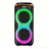 Subwoofer Bluetooth Portátil Doble de 10 pulgadas 100W, Altavoz Portátil con Luz Ambiental de Colores para Karaoke en Exteriores y en Casa