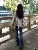 Sudadera Trendy de Estilo Americano con Hombros Descubiertos de Manga Larga para Mujer, Nueva para Primavera y Otoño, Holgada, Casual, Versátil, Delgada, Dulce-Cool
