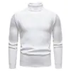 Novo Suéter Masculino de Malha Canelada com Gola Alta Cross-border Outono Inverno Slim Fit Cor Sólida Pulôver Casual Camada Base Quente