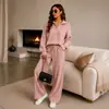 Conjunto de Punto Europeo de Estilo Perezoso Otoño Invierno para Mujer Bestseller Transfronterizo Sudadera con Media Cremallera y Mangas Largas Pantalones de Pierna Ancha Conjunto de Dos Piezas