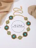 Cadena de Cintura Retro Bohemia de Metal Tallado con Incrustaciones de Diamantes Azules Estilo Étnico Accesorio de Cintura Ajustable para Disfraz de Danza del Vientre