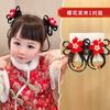 Tocado de horquilla para niña, tocado de niña pequeña, flor, linda peluca, trenza, lazo de niña, horquilla, accesorios para el cabello de Año Nuevo