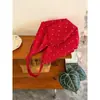 Bolsa de Lienzo Roja con Lunares Florales Coreanos para Sobres Rojos 2025 Nueva Bolsa de Hombro Tote de Gran Capacidad Estilo Perezoso