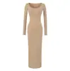 Vestido sexy de ajuste ceñido y manga larga para mujer de principios de otoño, que favorece la figura, elástico, moldeador del cuerpo, ceñido a la cadera, largo
