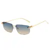 Gafas de Sol Cuadradas Sin Marco de Metal Estilo Nuevo 2026 Y2K Milenio Chica Popular Estilo Europeo y Americano con Forma Cóncava y Protección UV